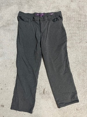 L) Gloria Vanderbilt Amanda  Grey Denim Slimming Pants 14P Viscose Nylon