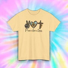 Peace Love Jesus T-Shirt Christian Faith Inspirational Gift S-5XL