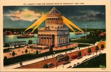 Vintage Grant's Tomb Hudson River By Moonlight New York City Linen Postcard 11I