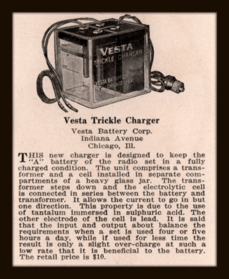 1926 AD  VESTA TRICKLE CHARGER A RADIO  BATTERY 