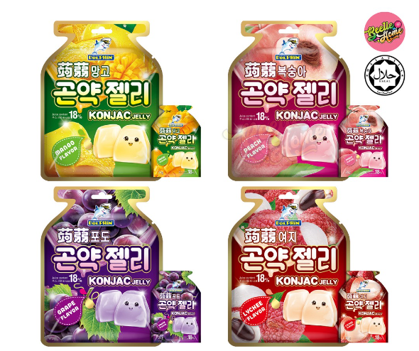 Delicious Konjac Jelly 4 flavours (Mango/Peach/Lychee/Grape)300g x