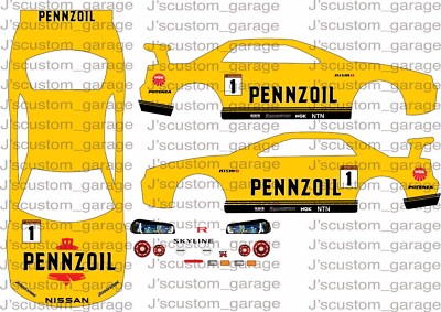 Nissan skyline Pennzoil 1/64 custom water slide decal for hot wheels