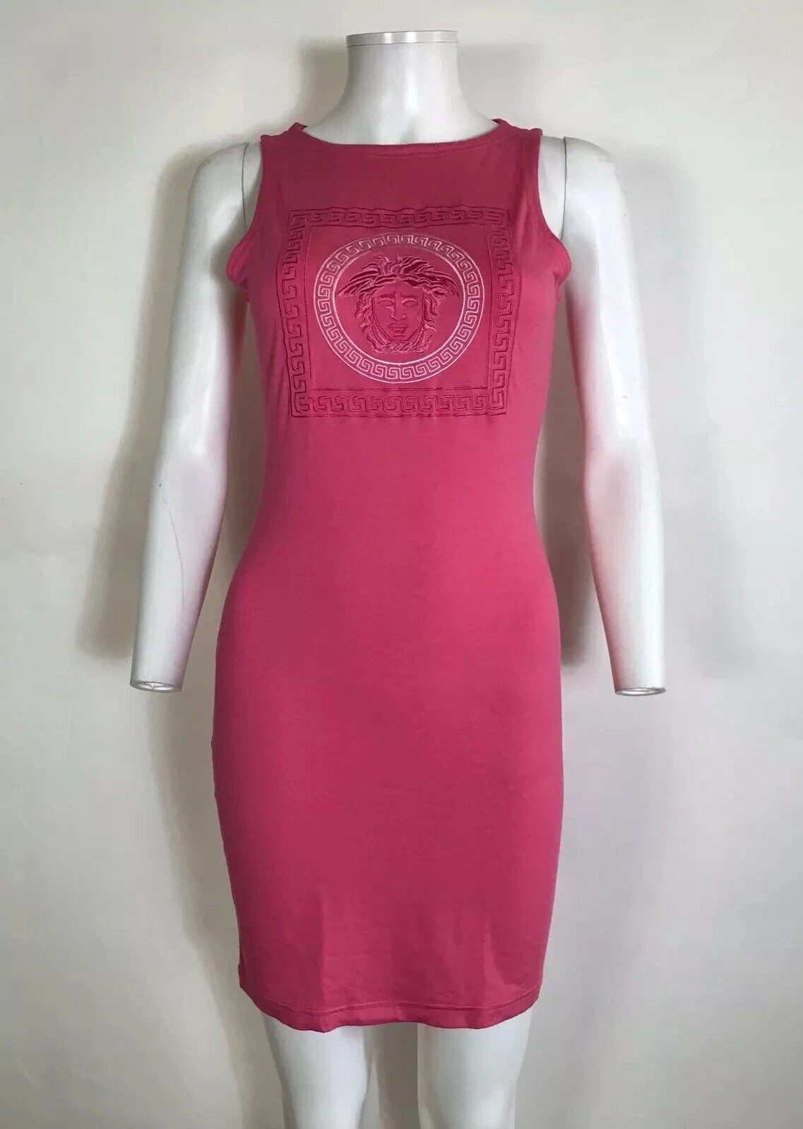 Abito vintage Gianni Versace jeans couture rosa bodycon medusa L