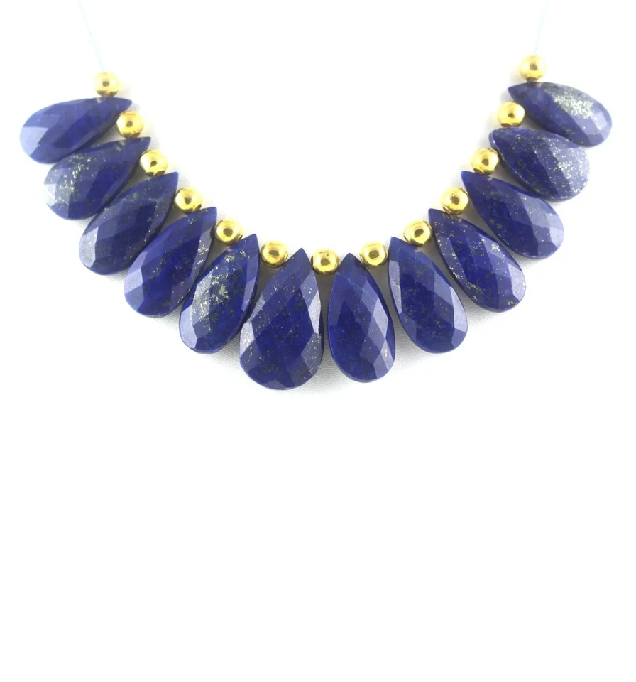 2 Matched Pair Natural Lapis Lazuli Pear Shape Faceted 10.5x19.5-14.5x25MM Beads - Image 2 of 4