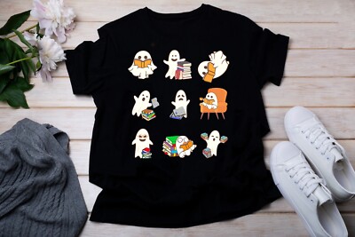 Ghost Reading Book Cute Teacher Halloween T-Shirt