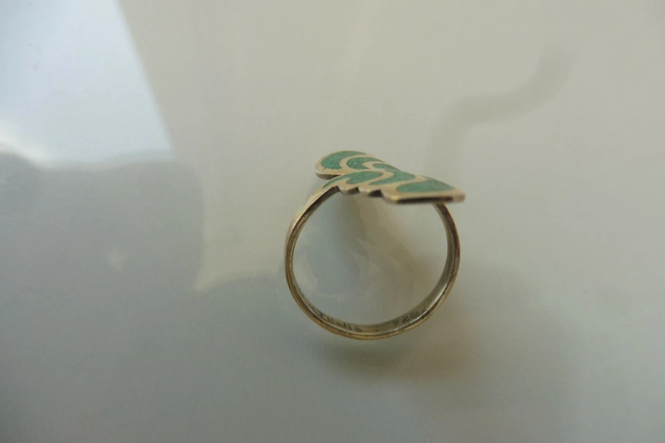 Bel Vecchio Anello In Argento, Argento 925 Con Turchese - Immagine 4 di 4