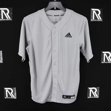NWOT Adidas Baseball Button Down Jersey Shirts Mens Short Sleeve Gray Baseball