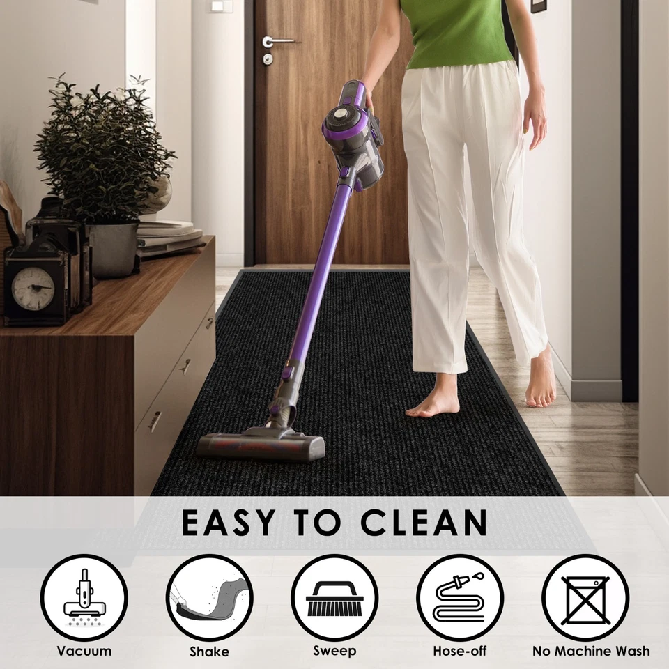 Entrance Mat Indoor Outdoor Heavy Duty Commercial Front Door Mats Carpet Black - Image 4 of 4