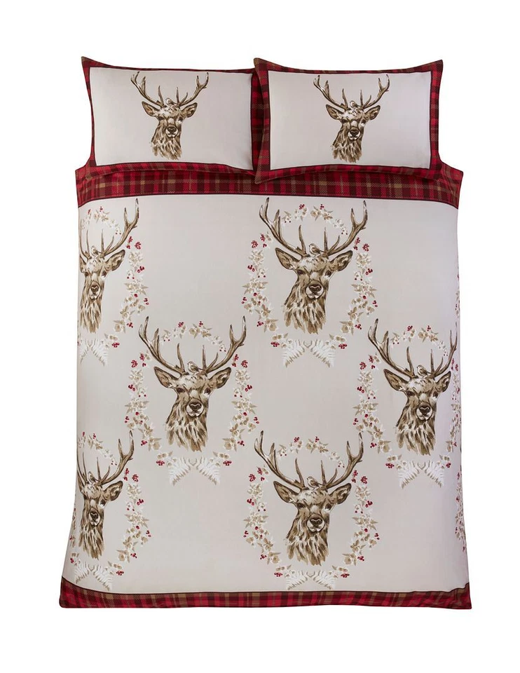 Juego de ropa de cama 100 % algodón cepillado ANGUS STAG edredón edredón cubierta Foto 2 de 4