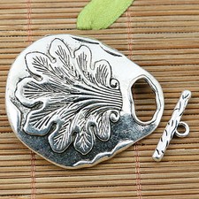 5sets Tibetan silver grass pattern oval toggle clasps EF2003
