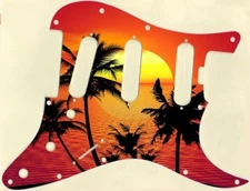 Stratocaster Graphical Pickguard Custom to fit Fender SSS 11 Hole Elite Beach 3