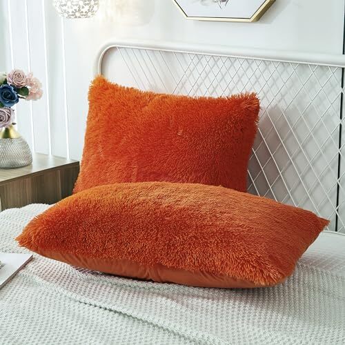 Set of 2 Pillowcases Faux Fur Throw Pillow Covers King Size Shams Soft Velvet... - Picture 1 of 6