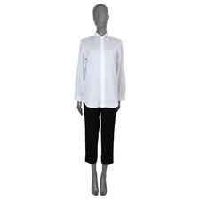 70188 auth DIOR HOMME white cotton LOGO EMBROIDERED Button-Up Shirt 37 S