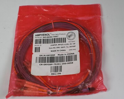 7M Amphenol OM3 Fiber 4:1 Breakout Cable MPO to 4xLC 943-99384-10007 Dell NY09P
