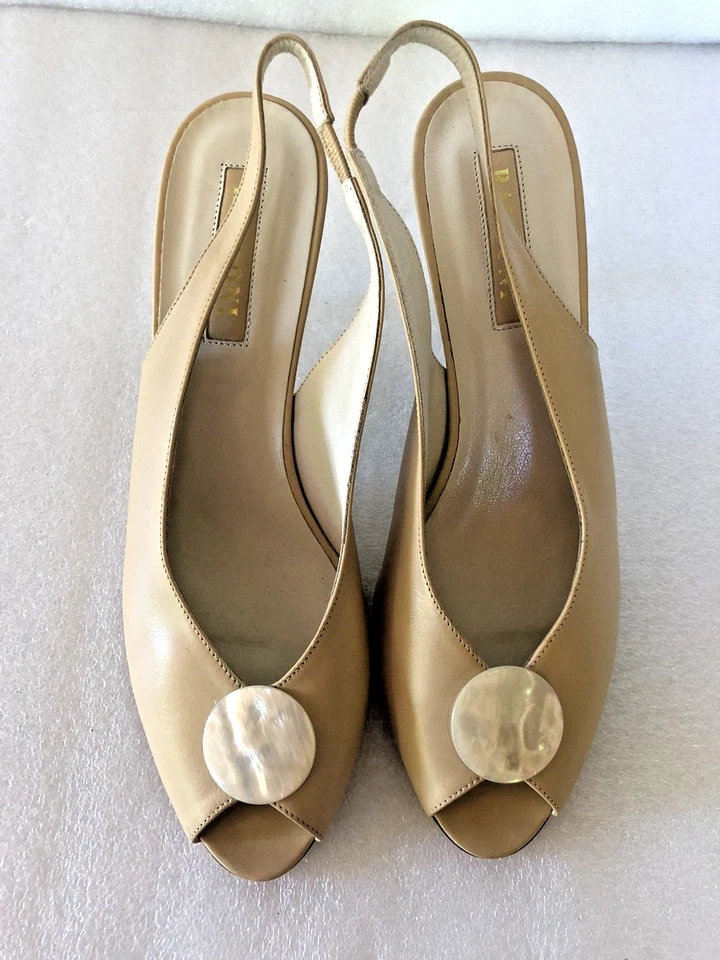 NUEVO Zapatos Rangoni Para Mujer Cuero Punta abierta Eslinga Trasera 7.5 B con MOP Hechos en Italia Foto 3 de 4