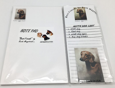 NEW Dachshund Red Doxy Wiener Dog 3-Pc List Note Pad Fridge Magnet Xmas Gift Set