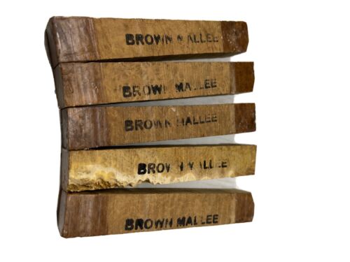 Pack de 5 stylos à maille marron australien blancs bois tournant | 3/4" x 3/4" x 5" - Photo 1/7