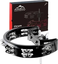 EASTROCK Drum Set Tambourine with Mounting Eye Bolt, Hi Hat Single-Black 