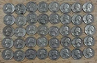 Lot of 40 1952 Washington 90% Silver Quarters Circulated - Full Roll