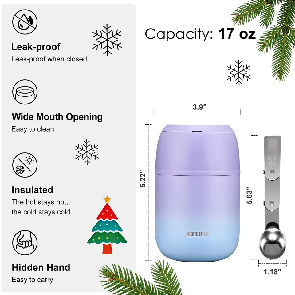 Contenedores de almuerzo aislados de 17 oz tarro de comida caliente, termo de almuerzo de boca ancha para Ho... Foto 4 de 4