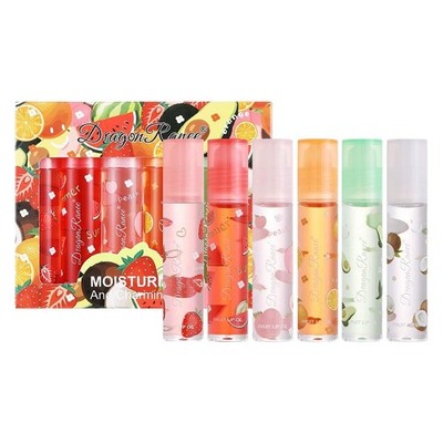 6Pcs Colorless lip oil set Fruit Flavored Roll On Rollerball Lip oil Plumpi Z1X9