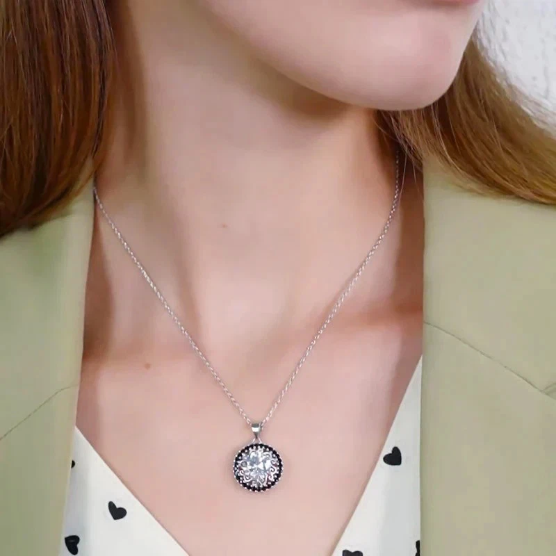 Zirkonia Kette Damen 💎 Silber Anhänger Rund ✨ Elegante Halskette Geschenk 🎁 - Bild 3 von 4