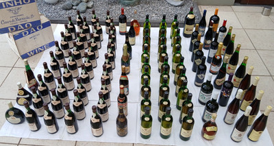 106 Flaschen Wein Sammlung Regal Sammlung Konvolut Weinkeller Sammler ab 1970