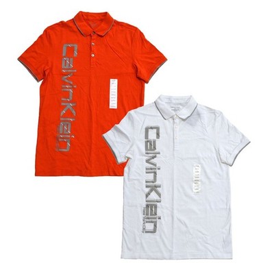 Calvin Klein Mens Polo Shirt Short Sleeve Slim Fit Graphic Logo Top Nwt New Xs S