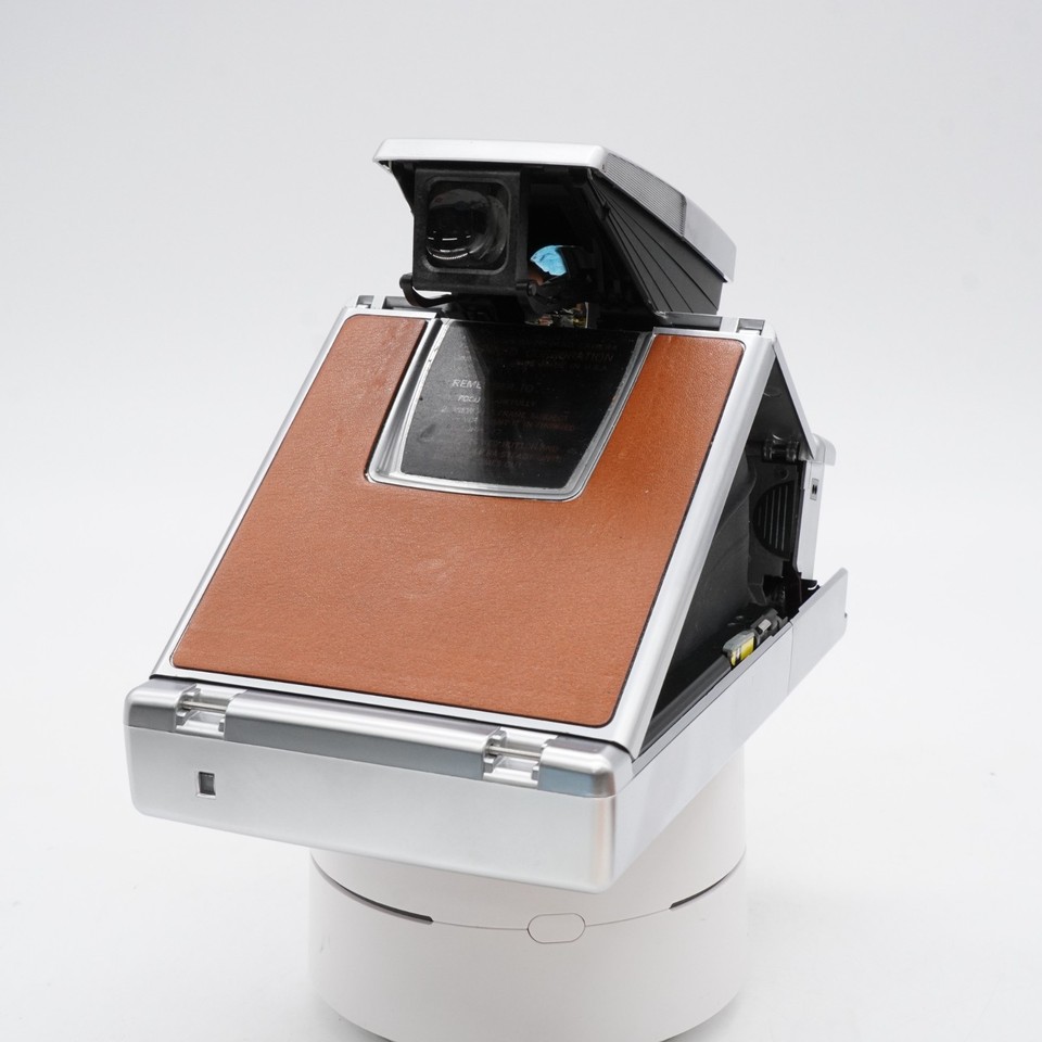 Looks Good POLAROID SX-70 ALPHA 1 INSTANT LAND CAMERA Silver & Tan **U - Get A Grip & More
