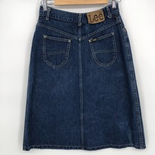 VTG Lee Riders Denim Skirt Womens Small 26" Blue Front Slit USA Cowgirl
