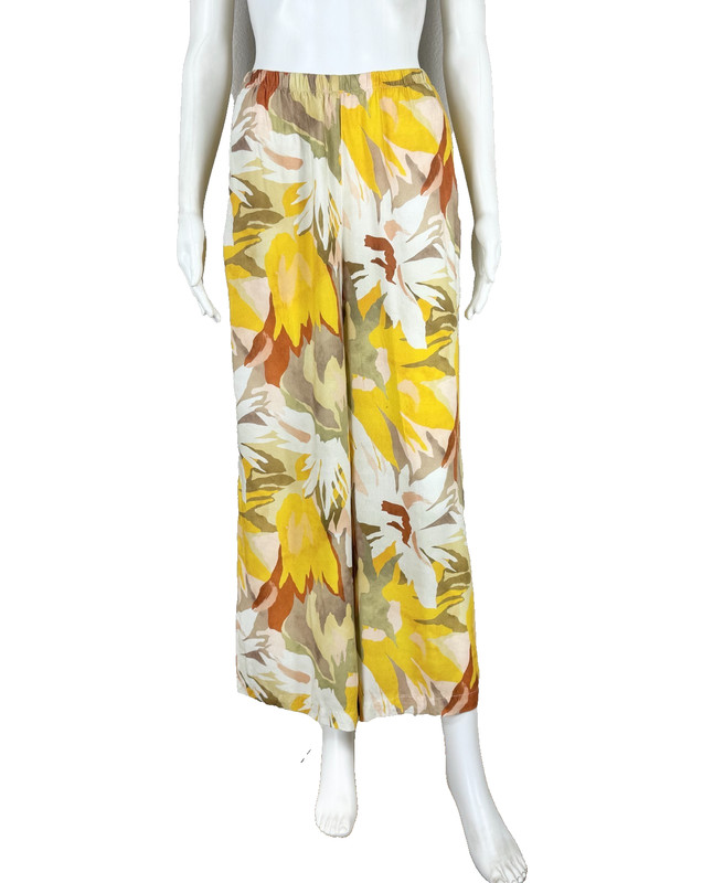 LISA BAYNE Crop Pants Multi Print Pull-on Viscose Size Medium - NTSF
