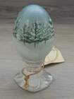 FENTON Limited Edition WINTER SNOW PINES HAND PAINTED EGG PEDESTAL Signed # 1045