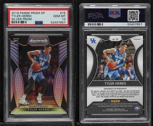 2019-20 Panini Prizm Draft Picks Silver Tyler Herro #15 PSA 10 GEM MT Rookie RC