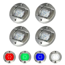 Marine Boat Interior Lights 4Pcs RGBW, 3’’ Round Waterproof Boat Dec