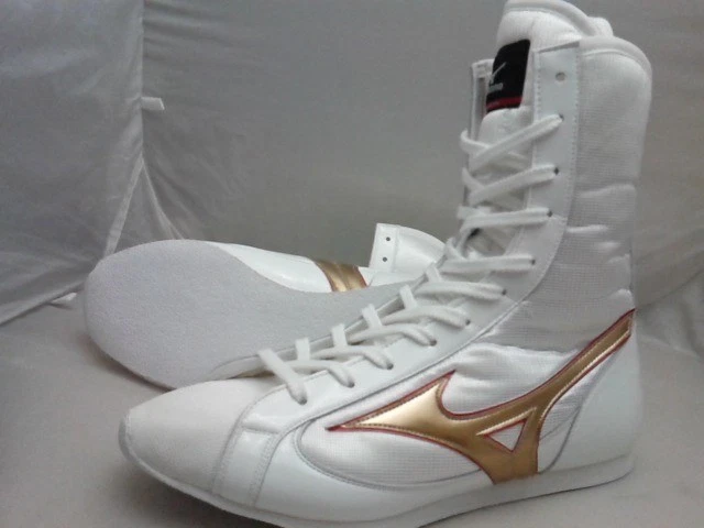[Hecho a pedido] Zapatos de Boxeo Largos MIZUNO Línea Blanca/Dorada/Roja Hechos en JPN con Bolsa Foto 4 de 4