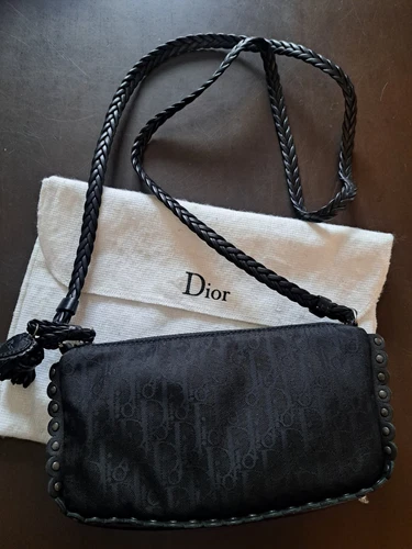 Sac bandoulière femme Christian Dior Trotter Heart toile cuir noir excellent état
