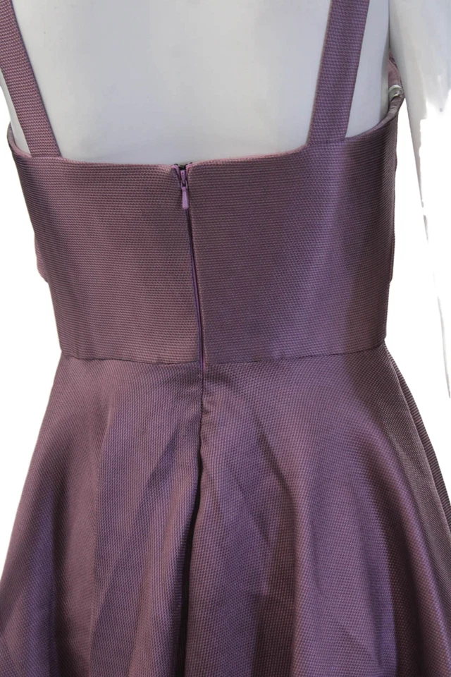 Vestido midi Marchesa Notte para mujer línea A ajustado y acampanado púrpura cuello cuadrado talla 2 Foto 4 de 4