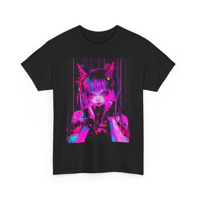 CYBER KITTY FOX GRUNGE ART TSHIRT GIFT MEN WOMEN TEEN GRAFFITI ANIME GIRL SHIRT