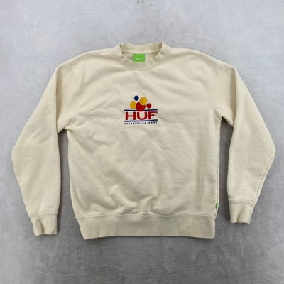 HUF 20th Anniversary Crewneck Sweatshirt Mens Medium Cream Embroidered Logo