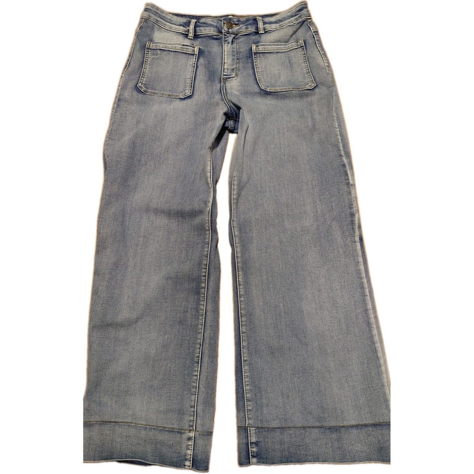 Wakee Jeans-Size 14-Blue Wide Leg Denim Flare Pants High  Rise