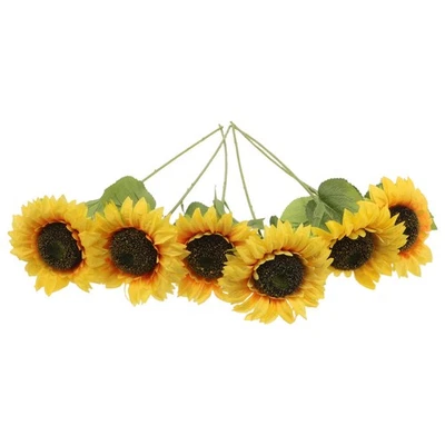 6 Pcs Blumen Mit Stielen Sonnenblumen Einköpfige Sonnenblumen-kunstblume - Bild 1 von 4