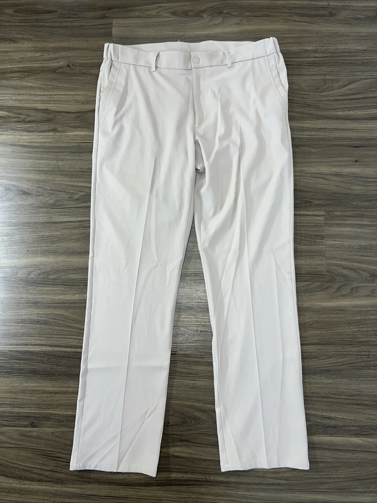 Roundtree & Yorke Performance Mens 36x32 Khaki Tan Golf Work Pants Flat Front