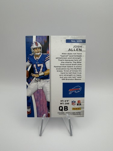 2018 Panini Rookies & Stars Football - Josh Allen Rookie Buffalo Bills #105 (RC) - Picture 2 of 2