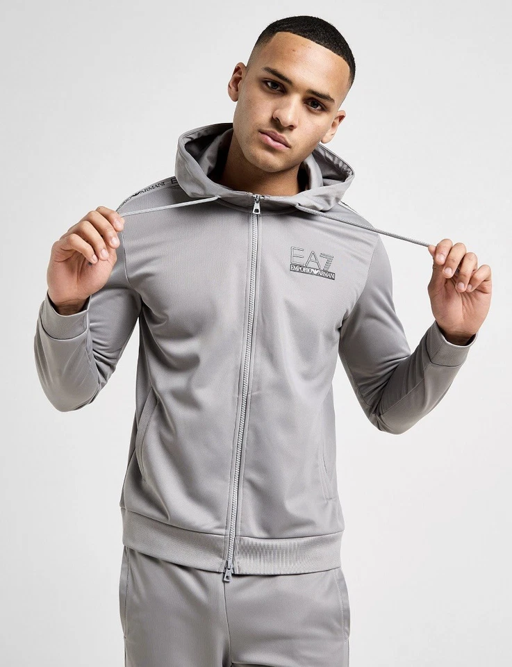 EA7 Emporio Armani Tape Poly Tracksuit-Grey/Black-UK Size L-Brand New-RRP £190 - Image 2 of 4