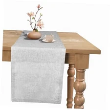 100% Pure Linen Extra Long Table Runner - 14 x 108 14 X 108 inch Oyster Grey