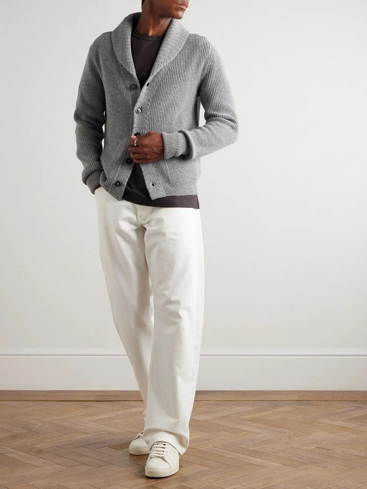 Tom Ford — TOM FORD Gray McQueen Shawl Collar Cardigan Pullover Sweater Size 52 Euro Large