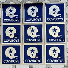 x9 Vintage Cowboys Football Helmet Silver Blue Metallic Stickers SEE CONDITION
