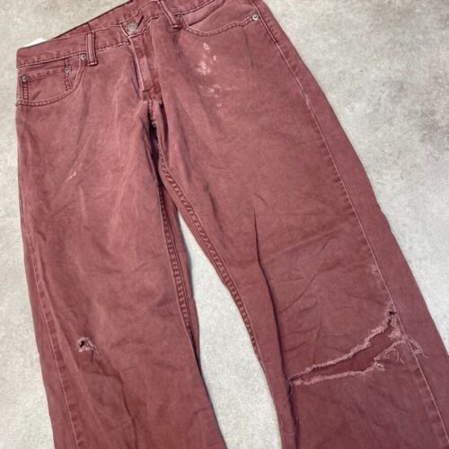 Levis Denim Jeans Mens 30" Baggy Relaxed Fit USA Vintage Trousers, Burgundy - Picture 4 of 11