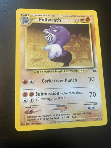 Poliwrath 1. Edition Holo SWIRL Pokemon 9/75 Neo Entdeckung TOP Zustand LP