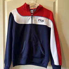 Fila Sport Zip Up Jacket Youth Large red white blue long sleeve with pockets